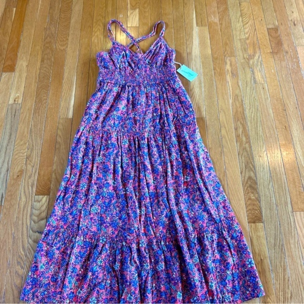 New Universal Thread Sleeveless Long Maxi Dress Orange Floral Women's Sz Medium